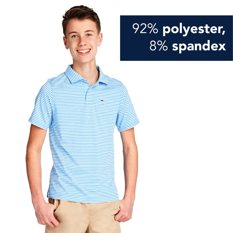 vineyard vines Boys' Winstead Stripe Sankaty Polo, Ocean Breeze, 2 - Image 2